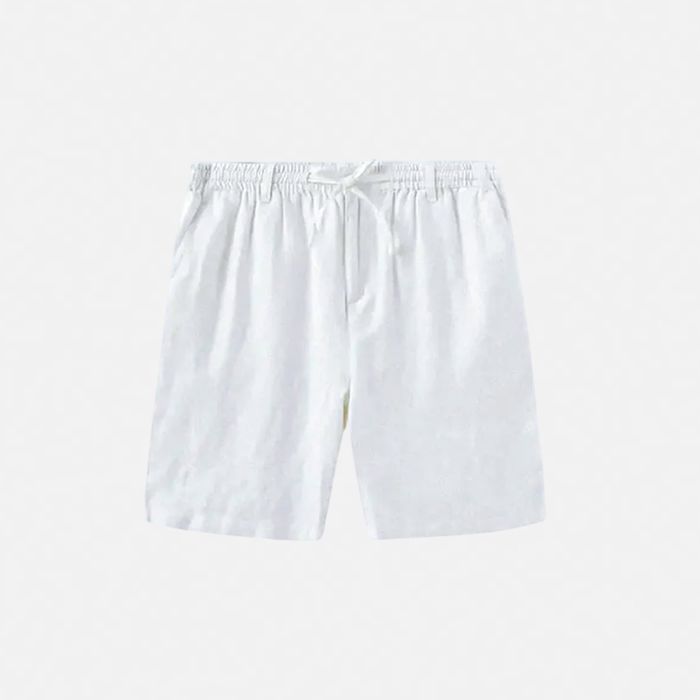 Men's White Linen Shorts - Veltic