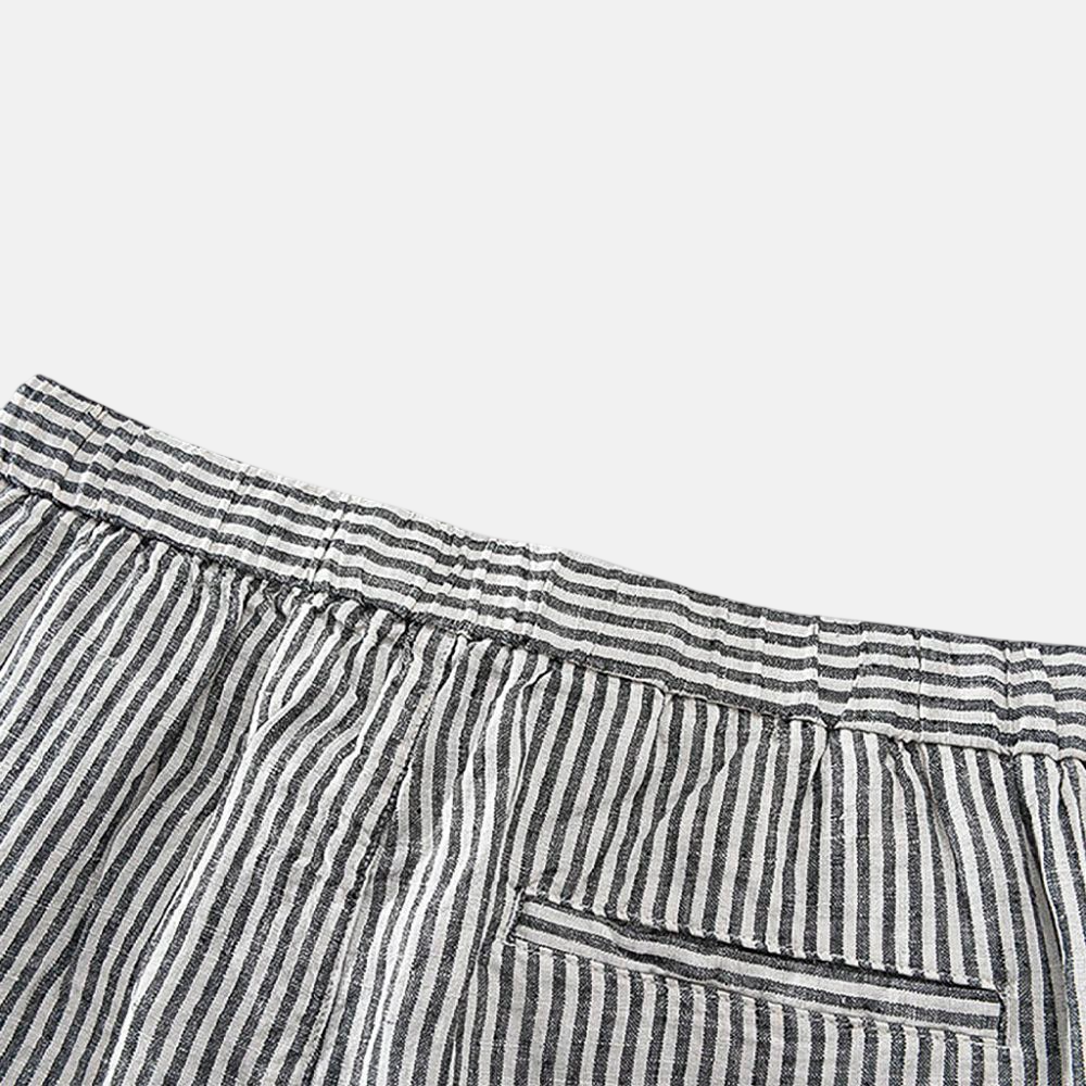 Men's Striped Linen Shorts - Veltic