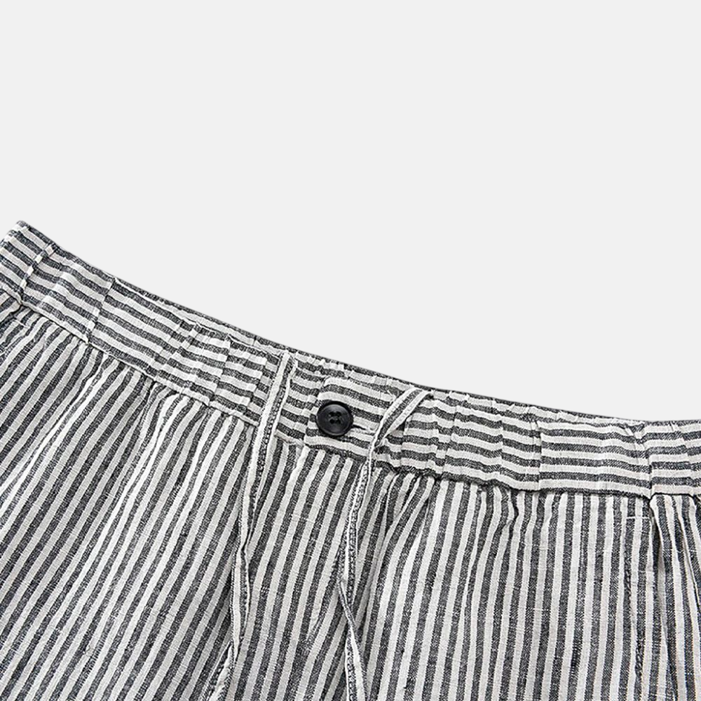 Men's Striped Linen Shorts - Veltic