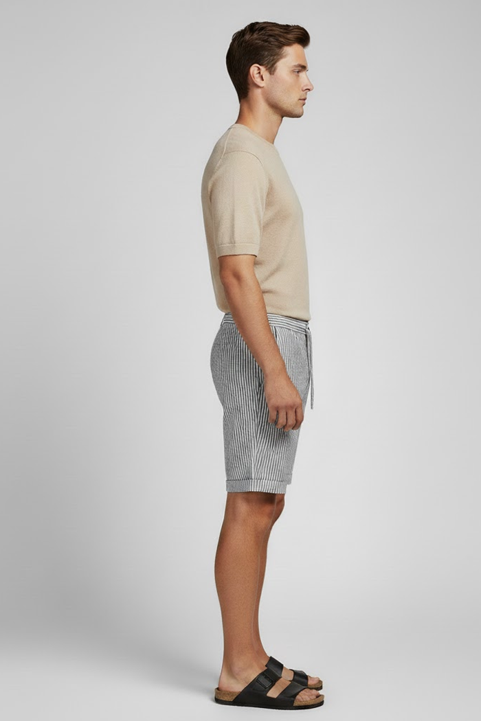 Men's Striped Linen Shorts - Veltic
