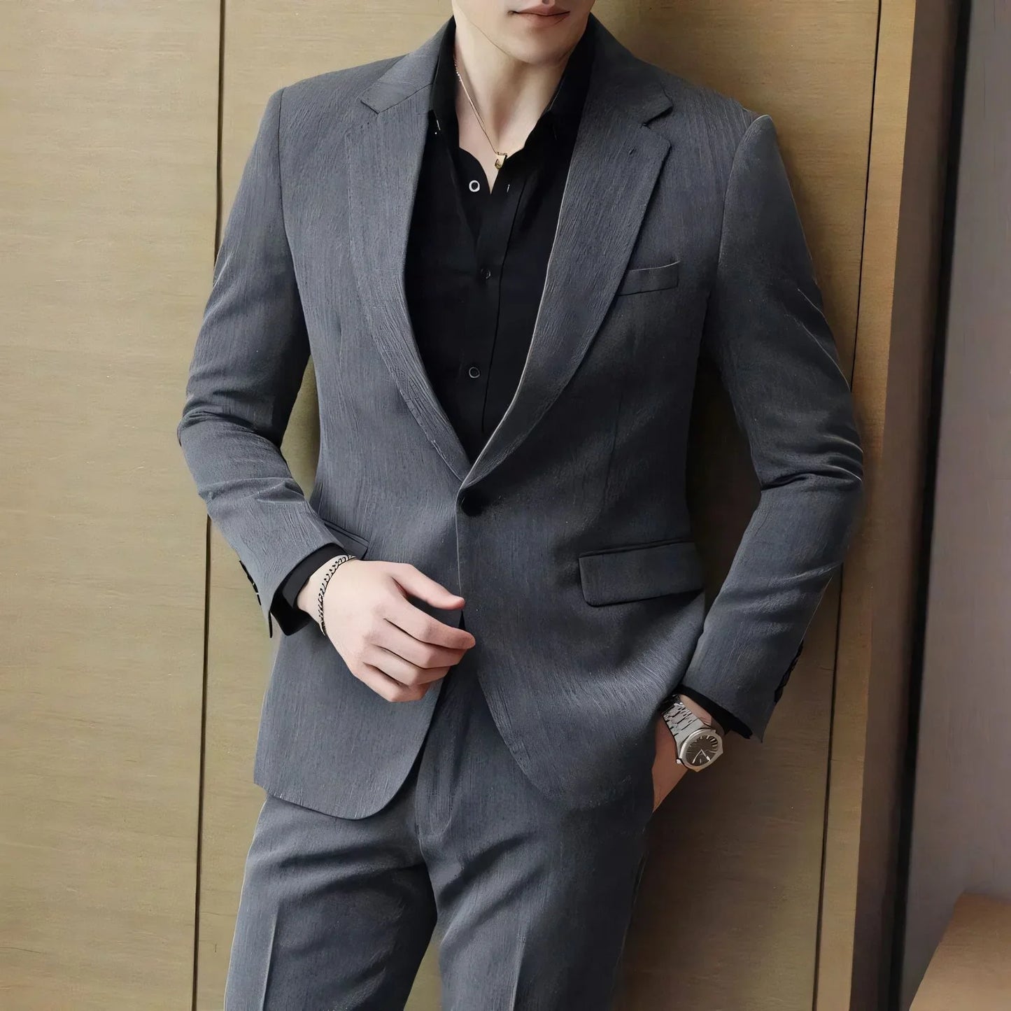 Men's Slim Blazer Vergast with Notched Lapel - Veltic