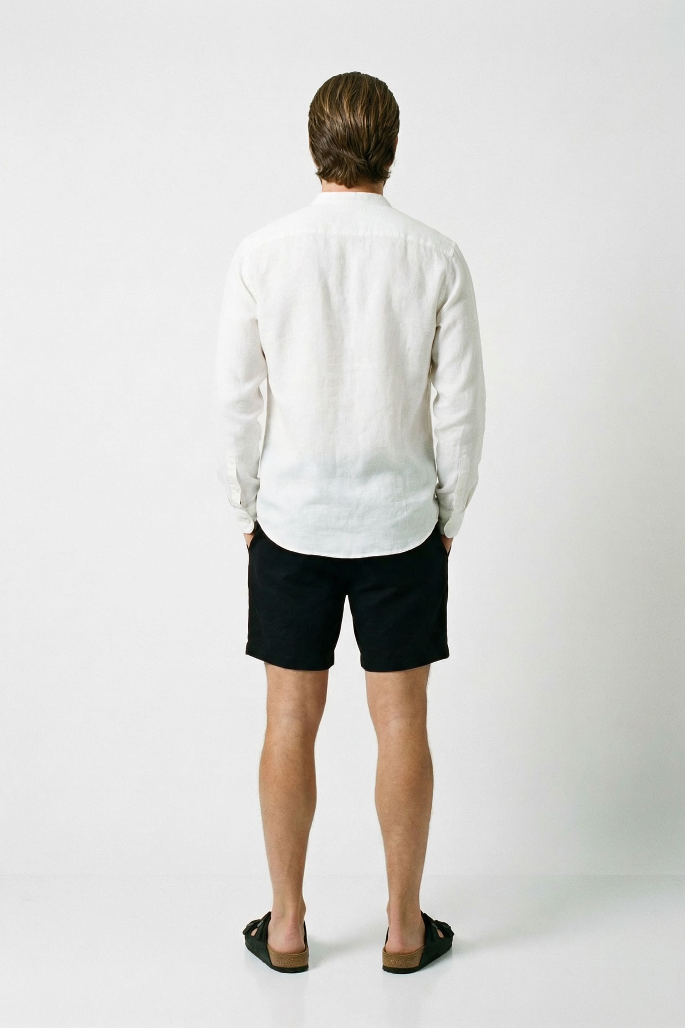 Men's Linen Shirt with Mandarin Collar - Veltic