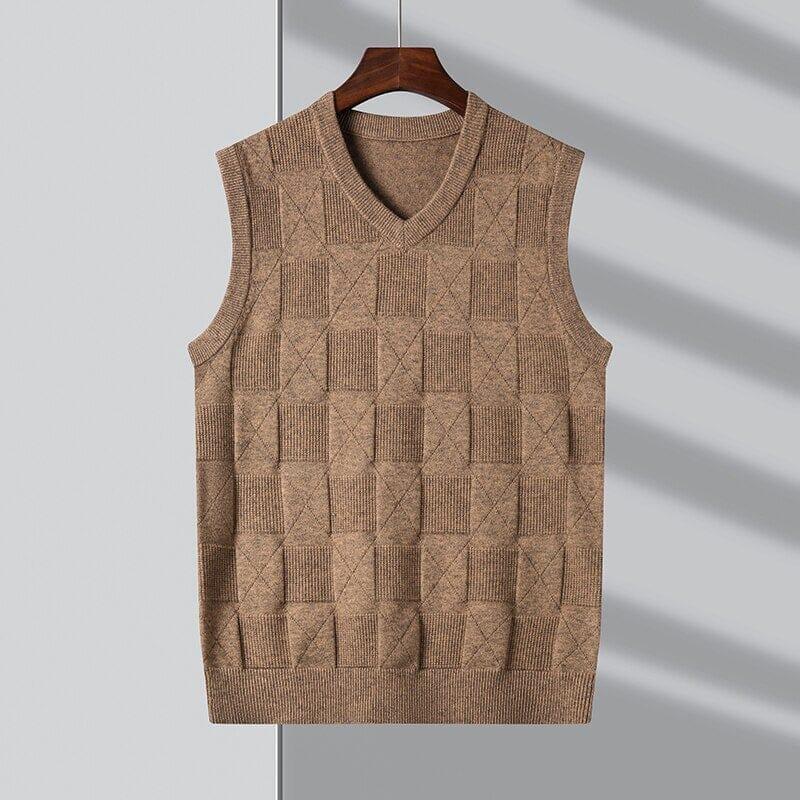 Men's Checked Knit Vest with Classic Design - Veltic
