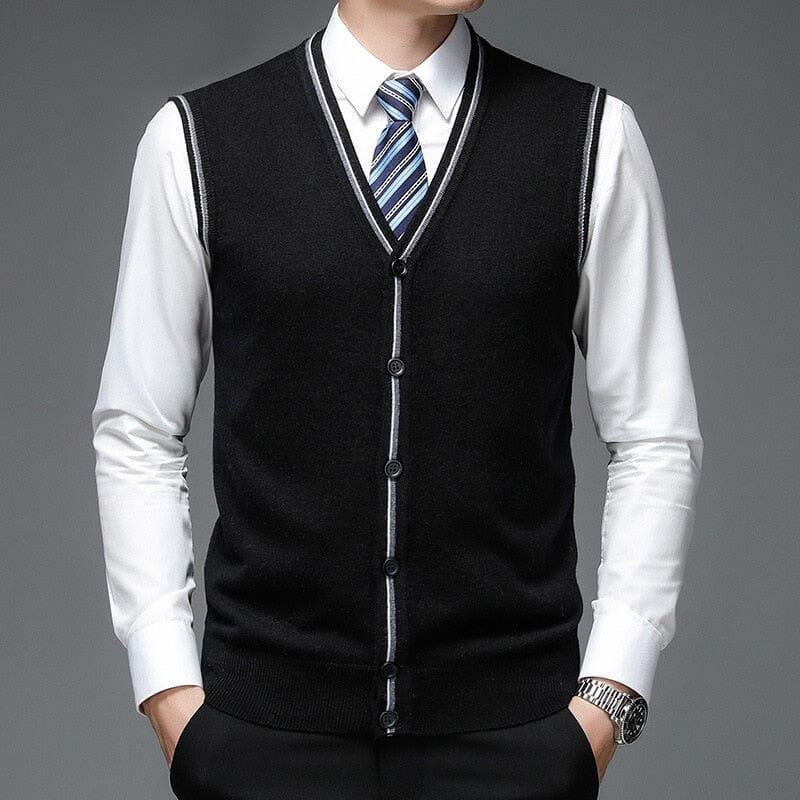 Men's Wool Vest with Classic Front Buttons - Veltic