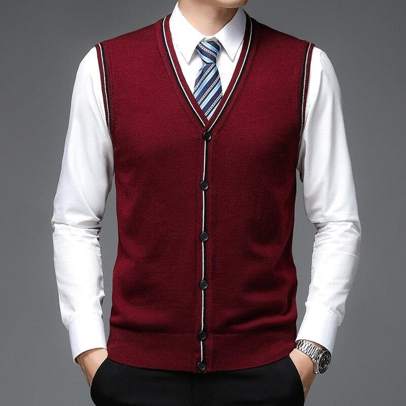 Men's Wool Vest with Classic Front Buttons - Veltic