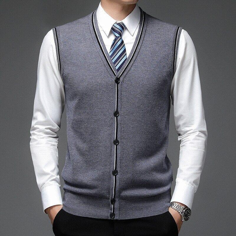 Men's Wool Vest with Classic Front Buttons - Veltic