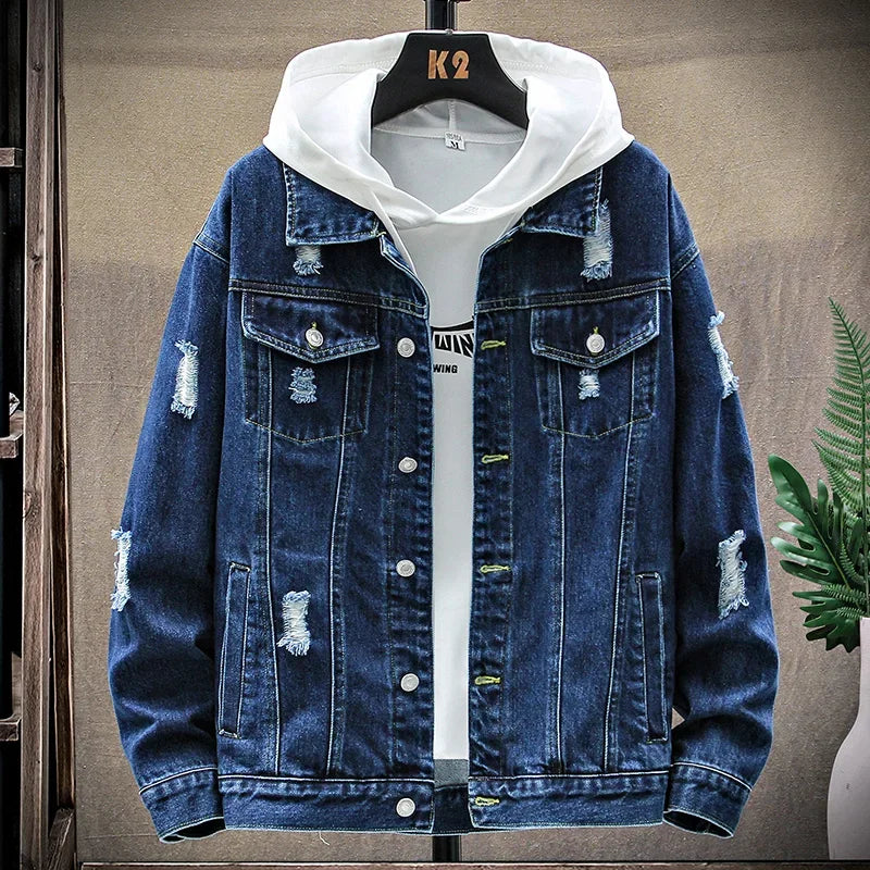 Men's Streetwear Denim Jacket - Veltic