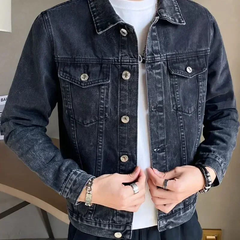 Men's Denim Jacket with Molvec Buttons - Veltic