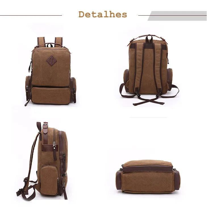 Veltic Executive Canvas Backpack with Leather Details - Veltic