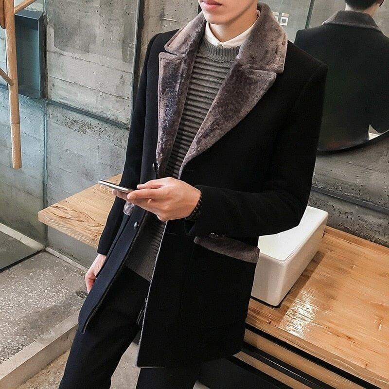 Veltic Men's Formal Overcoat with Lined Collar - Veltic