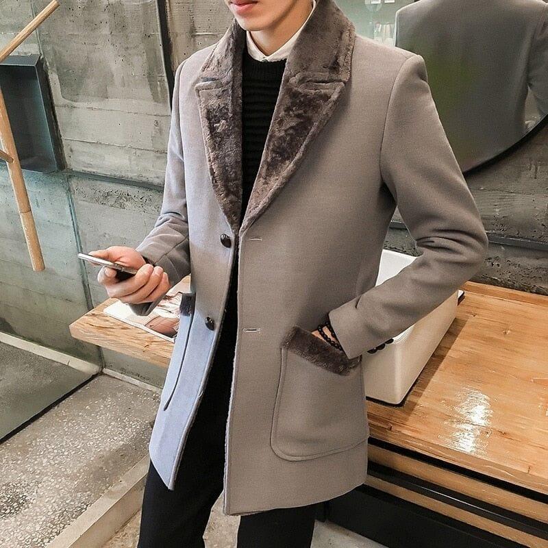 Veltic Men's Formal Overcoat with Lined Collar - Veltic