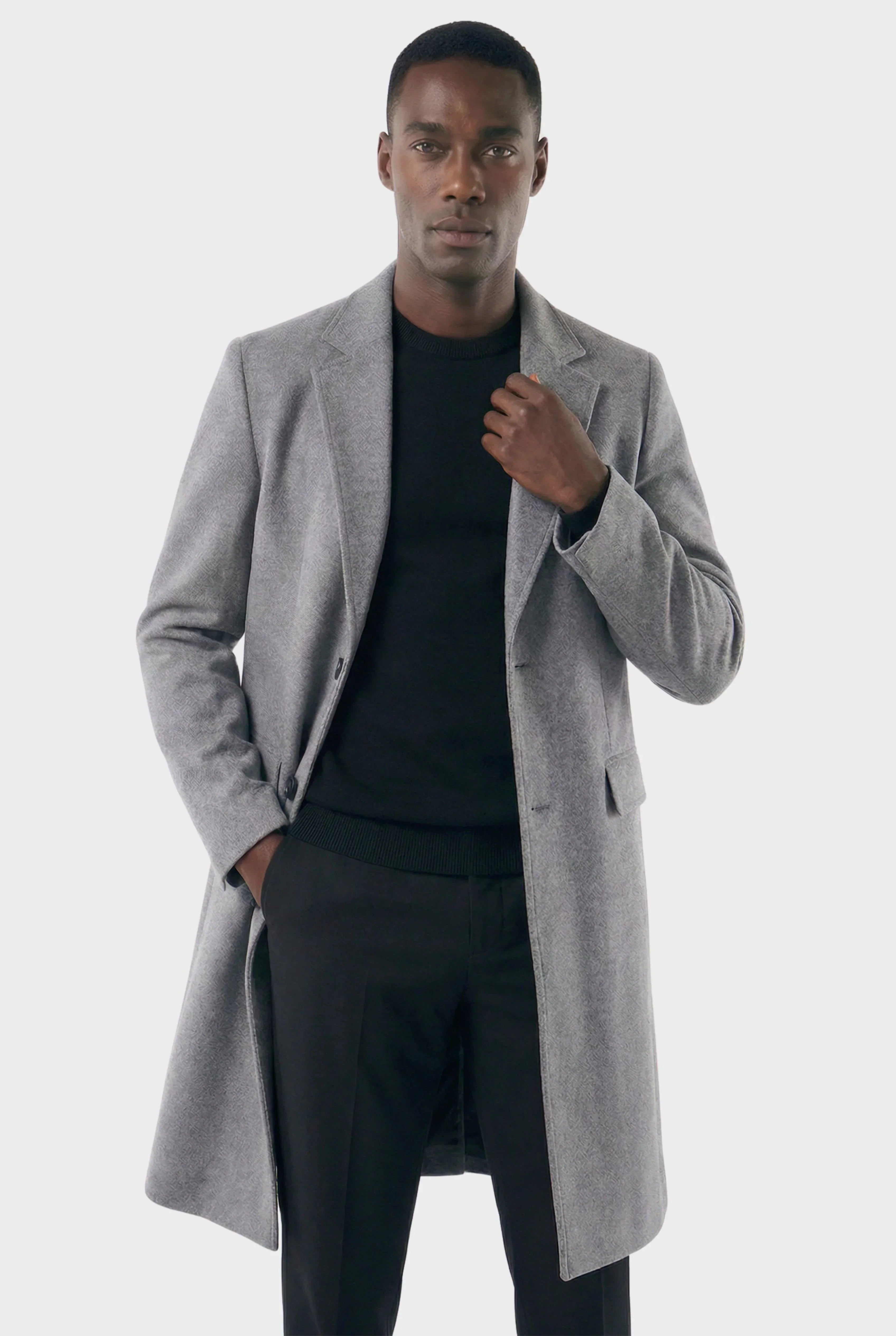 Veltic Men's Long Formal Overcoat with Notched Lapel - Veltic