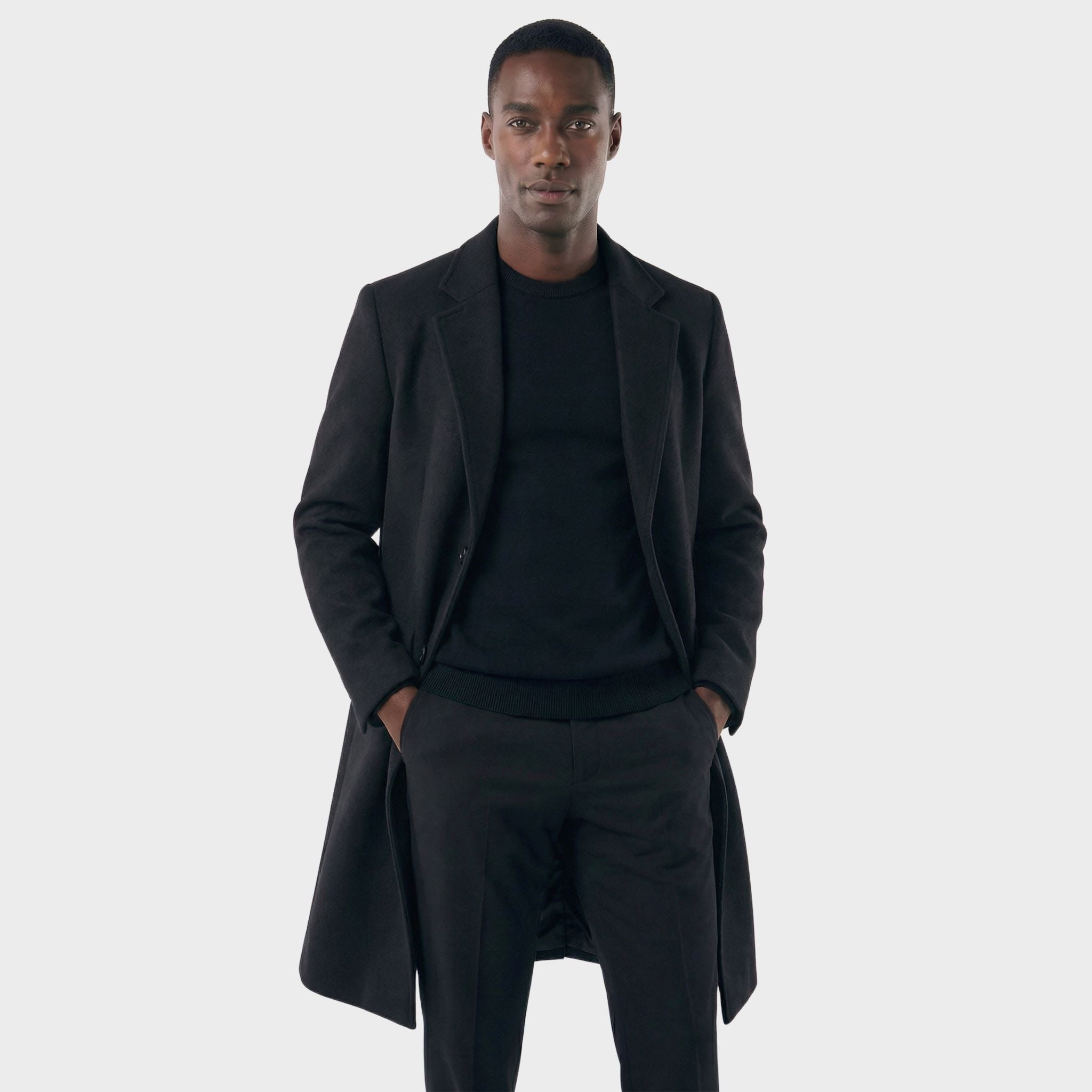Veltic Men's Long Formal Overcoat with Notched Lapel - Veltic
