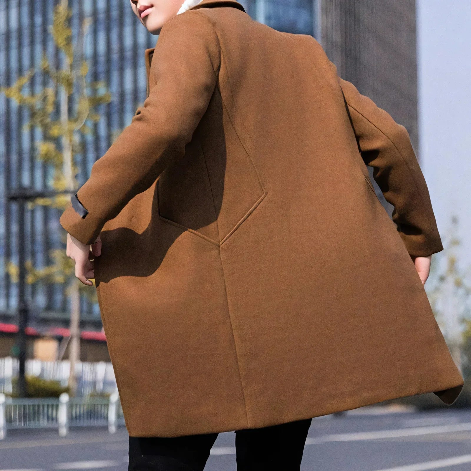 Veltic Men's Mid-Length Overcoat with Notched Lapel Essentials - Veltic