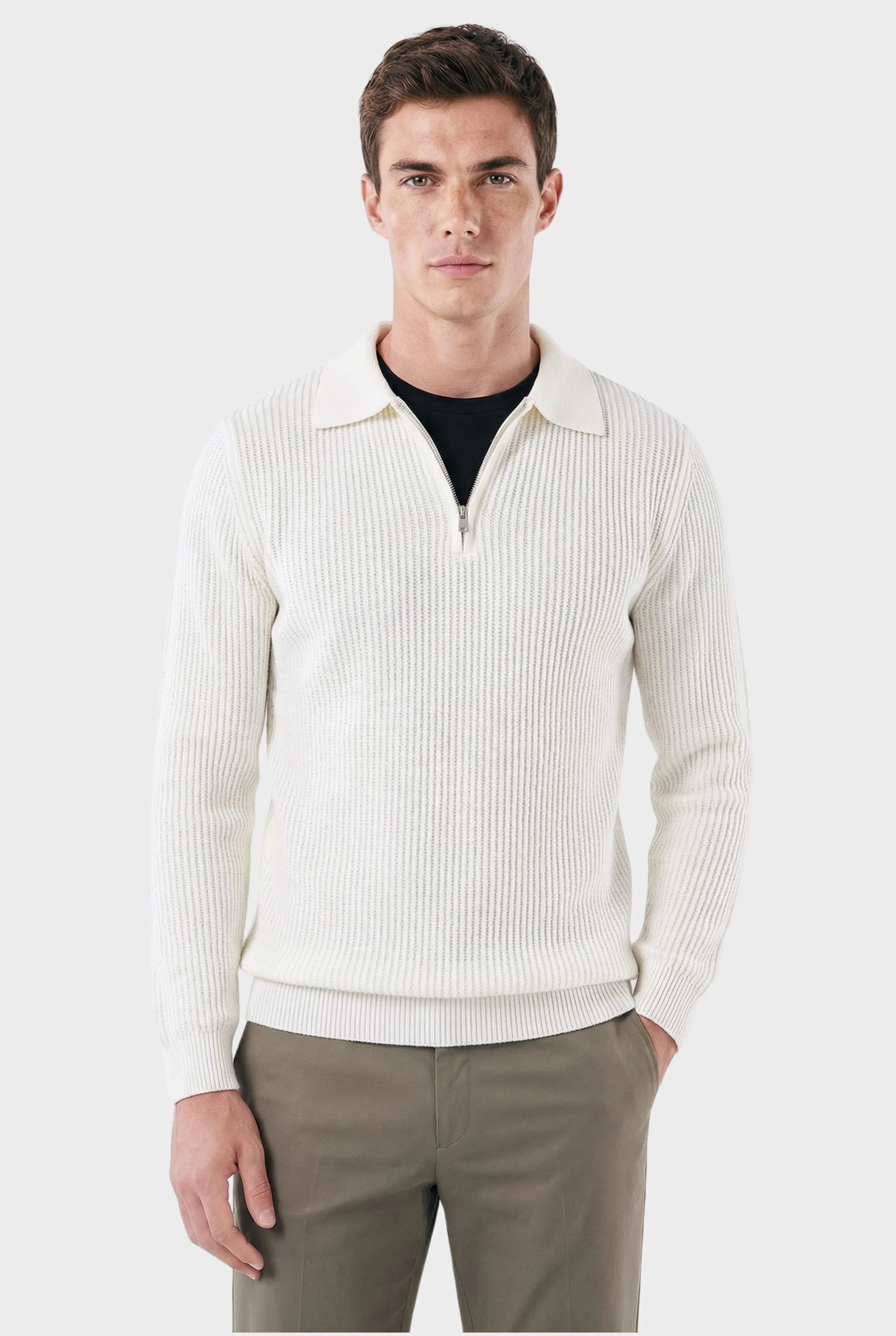 Veltic Men's Ribbed Half-Zip Sweater Denmark - Veltic