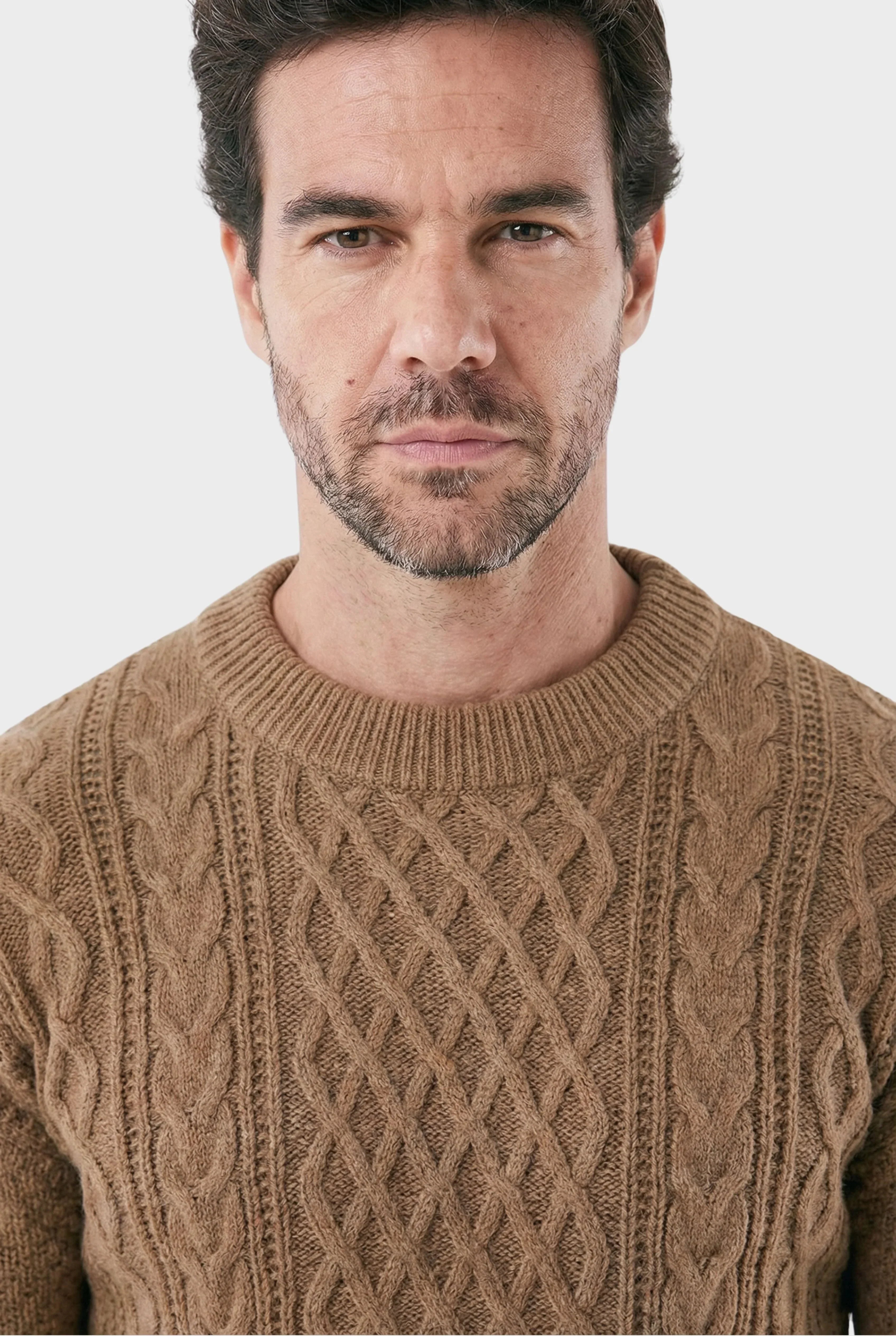 Men's Brushed Wool Sweater with Double Noir Embroidery - Veltic