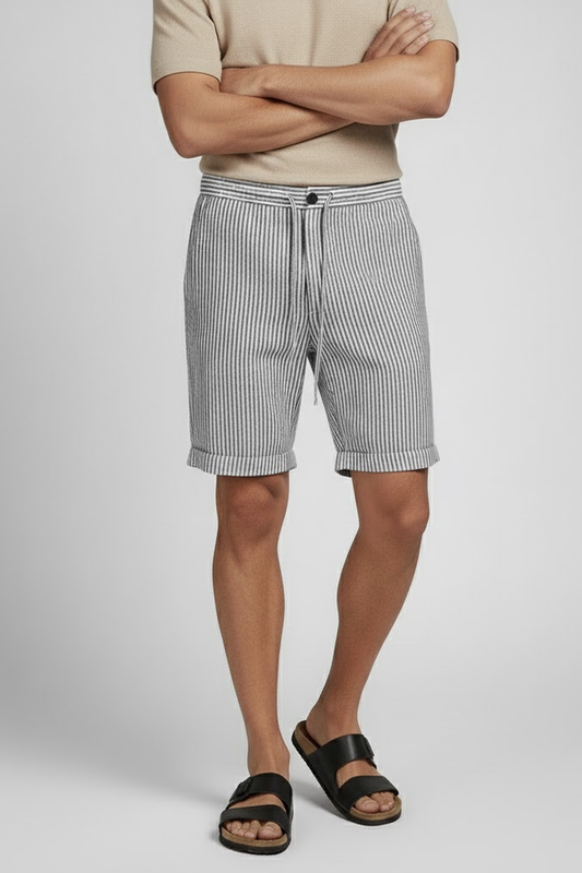 Men's Striped Linen Shorts - Veltic