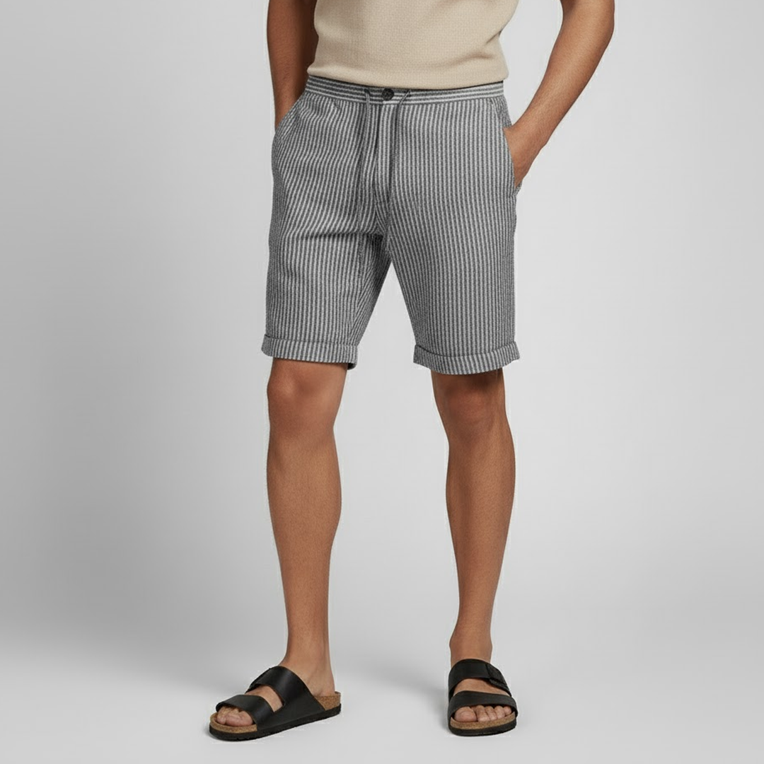 Men's Striped Linen Shorts - Veltic