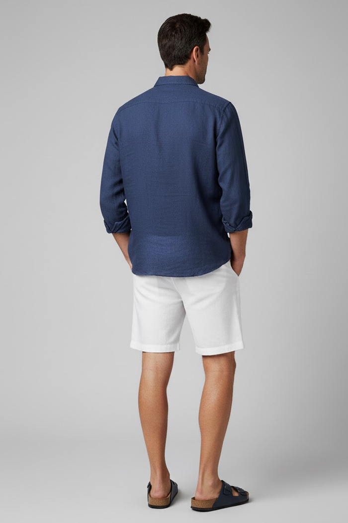 Men's White Linen Shorts - Veltic