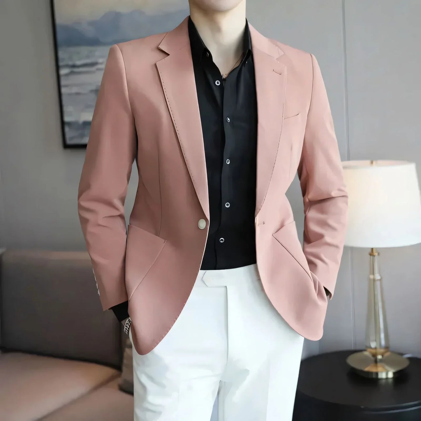 Men's Slim Blazer Vergast with Notched Lapel - Veltic