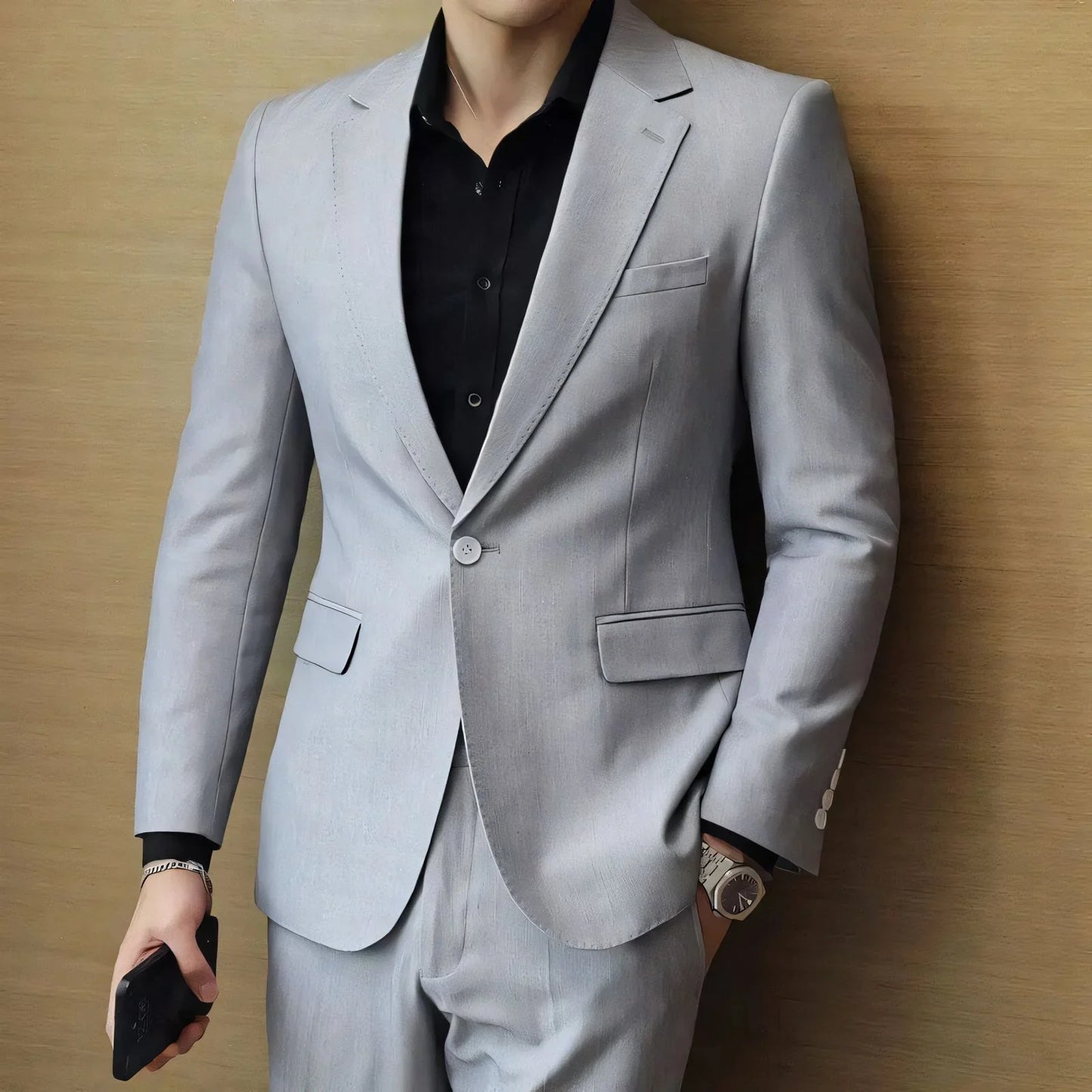 Men's Slim Blazer Vergast with Notched Lapel - Veltic