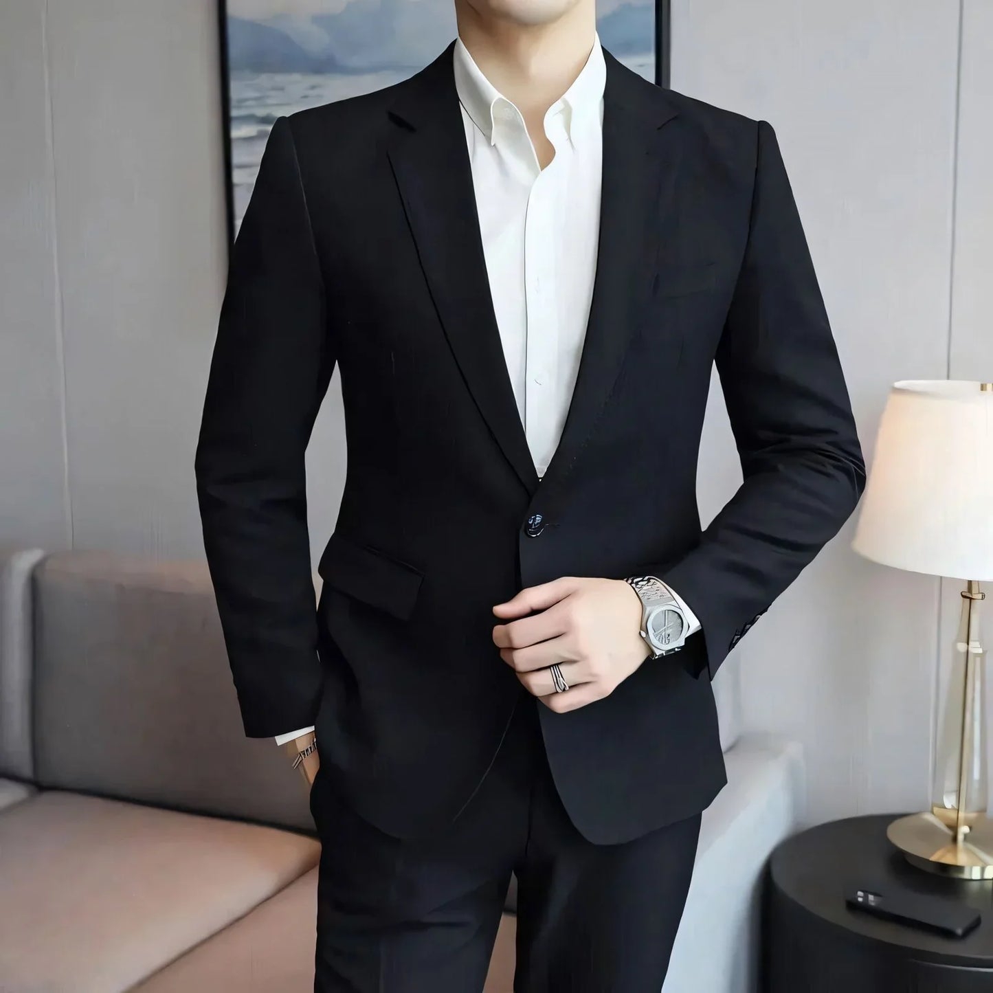 Men's Slim Blazer Vergast with Notched Lapel - Veltic