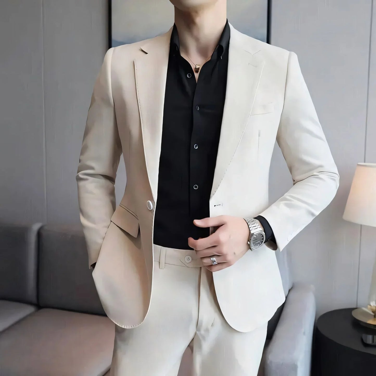 Men's Slim Blazer Vergast with Notched Lapel - Veltic