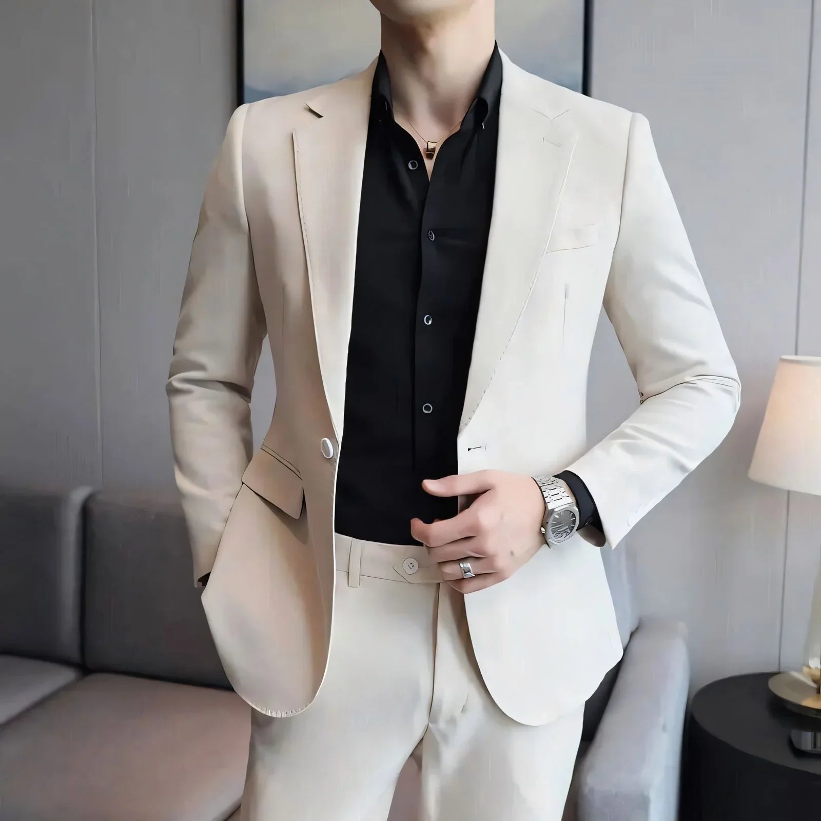 Men's Slim Blazer Vergast with Notched Lapel - Veltic