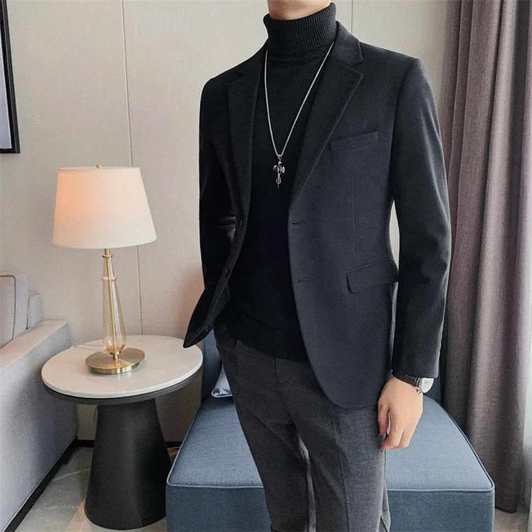 Men's Tailored Blazer with Wide Notched Lapel - Veltic