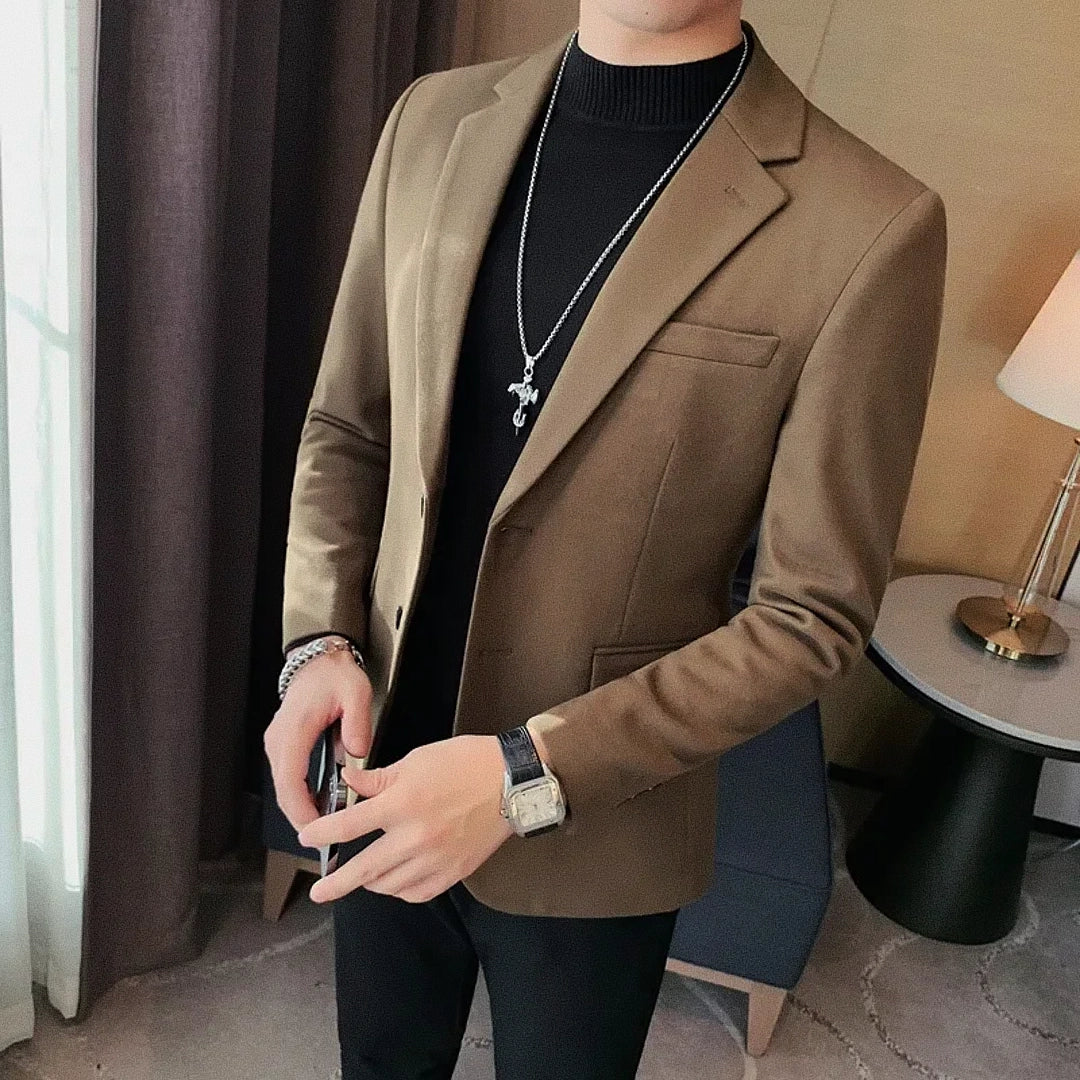 Men's Tailored Blazer with Wide Notched Lapel - Veltic