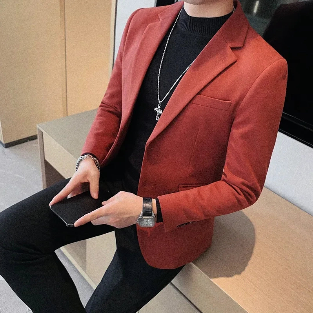 Men's Tailored Blazer with Wide Notched Lapel - Veltic