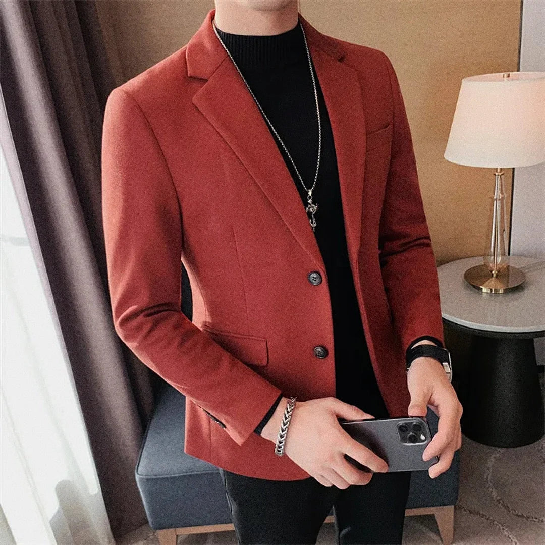 Men's Tailored Blazer with Wide Notched Lapel - Veltic