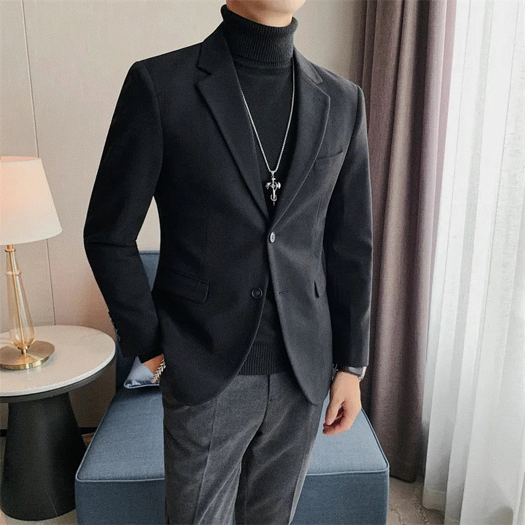 Men's Tailored Blazer with Wide Notched Lapel - Veltic