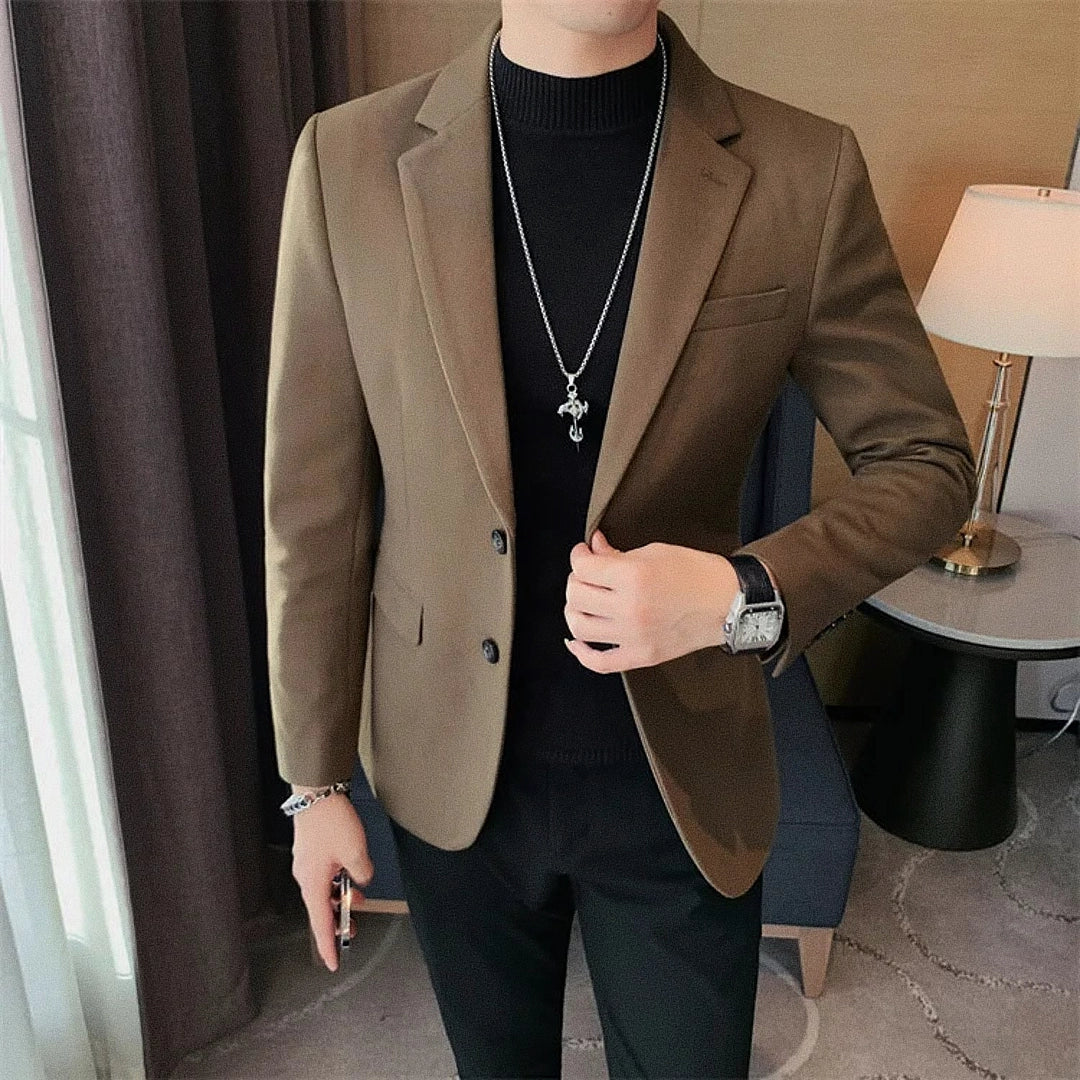 Men's Tailored Blazer with Wide Notched Lapel - Veltic