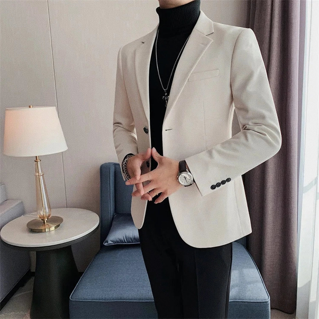 Men's Tailored Blazer with Wide Notched Lapel - Veltic