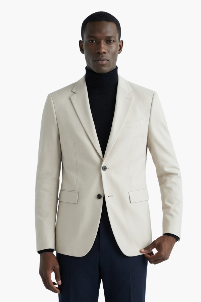 Men's Tailored Blazer with Wide Notched Lapel - Veltic