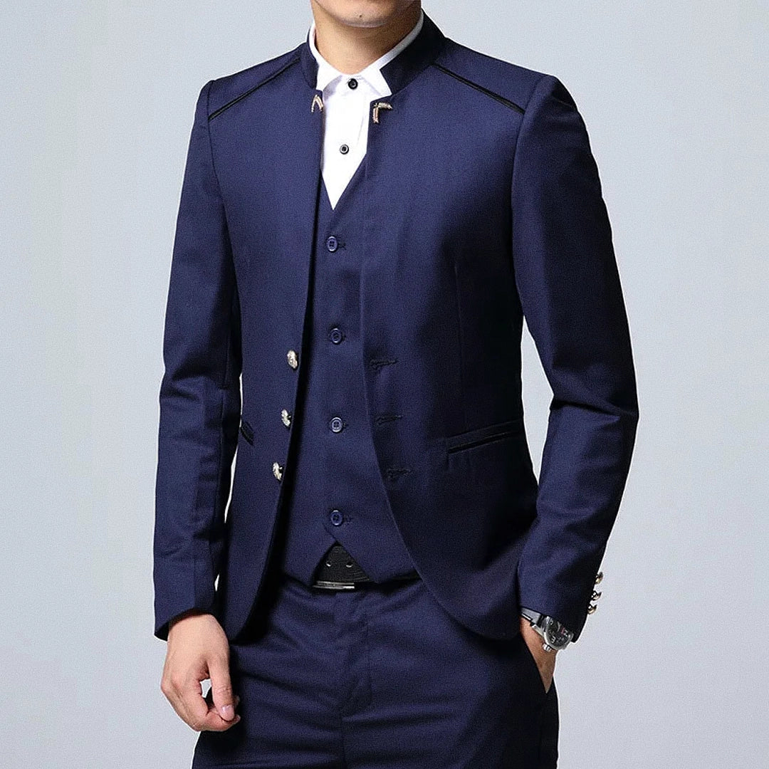 Men's Slim Blazer with Mandarin Collar - Veltic