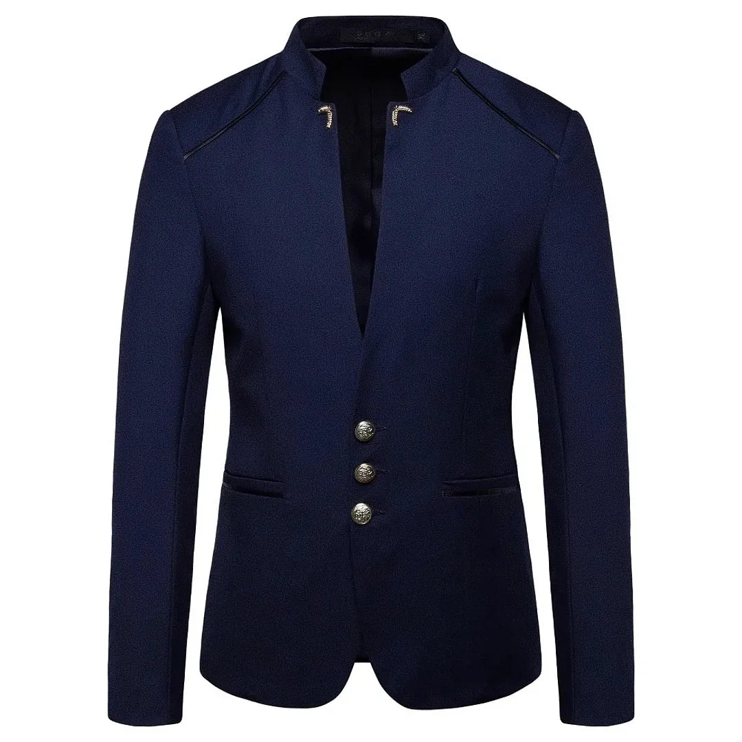 Men's Slim Blazer with Mandarin Collar - Veltic
