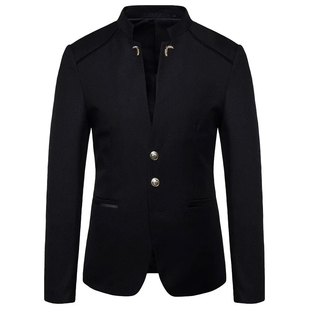 Men's Slim Blazer with Mandarin Collar - Veltic