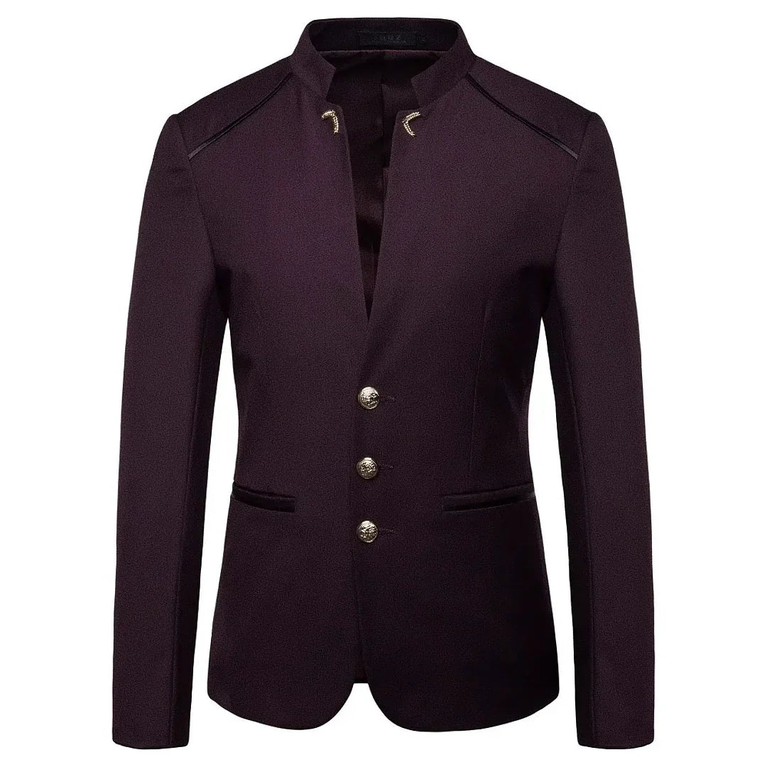 Men's Slim Blazer with Mandarin Collar - Veltic