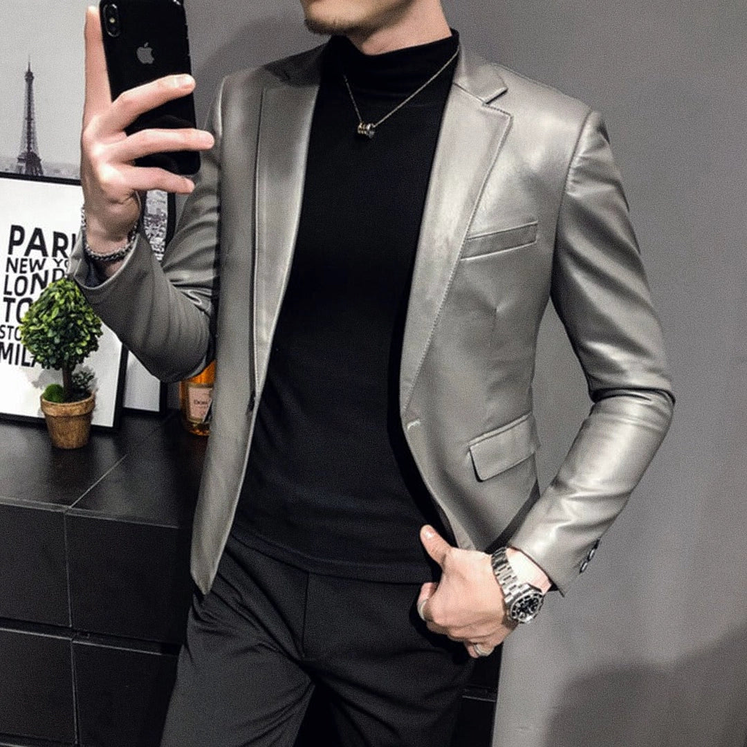 Men's Lancaster Leather Blazer - Veltic