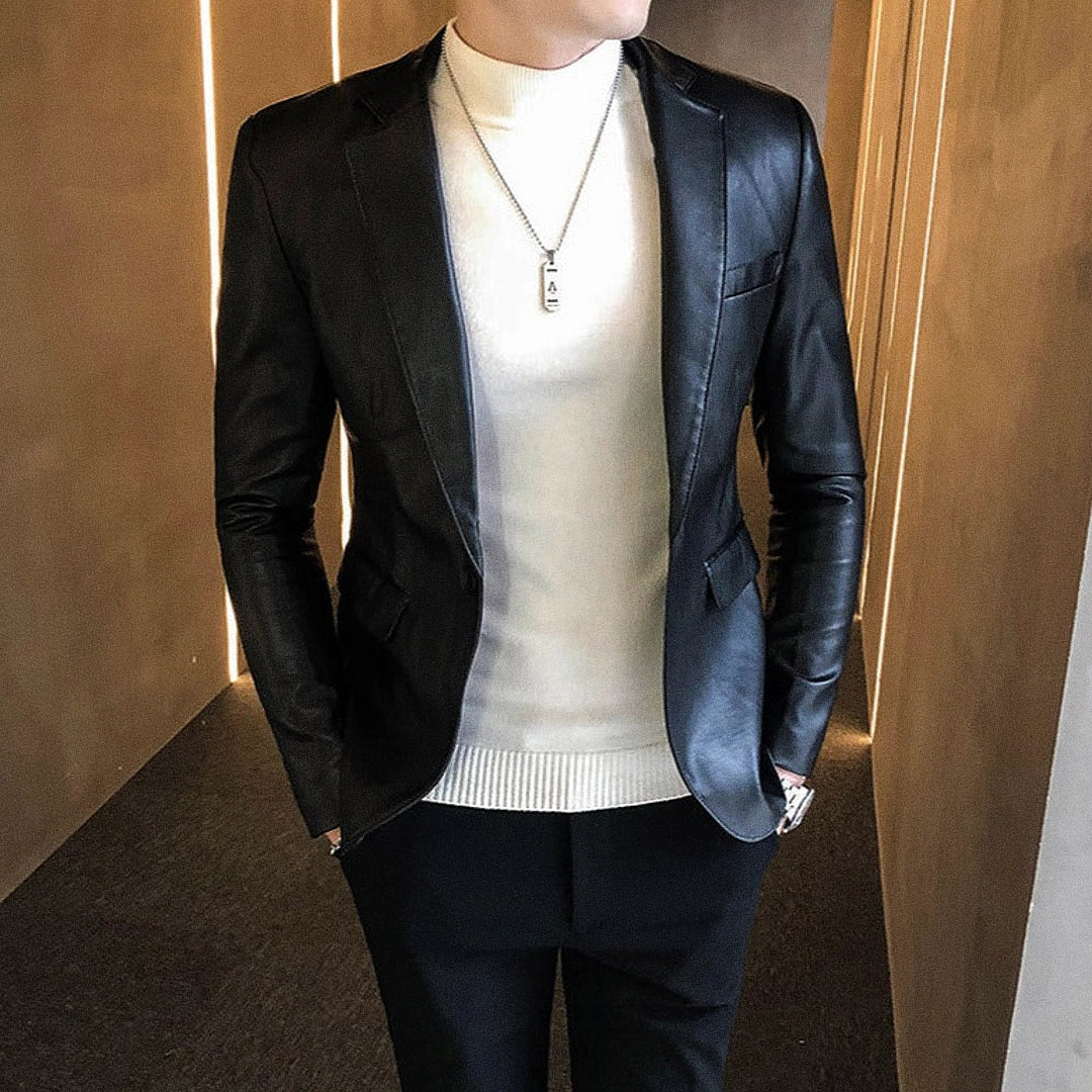 Men's Lancaster Leather Blazer - Veltic