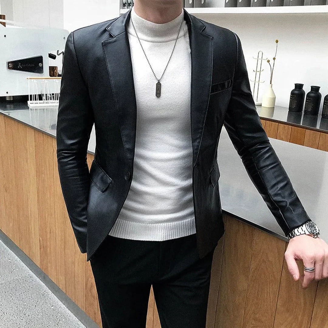 Men's Lancaster Leather Blazer - Veltic