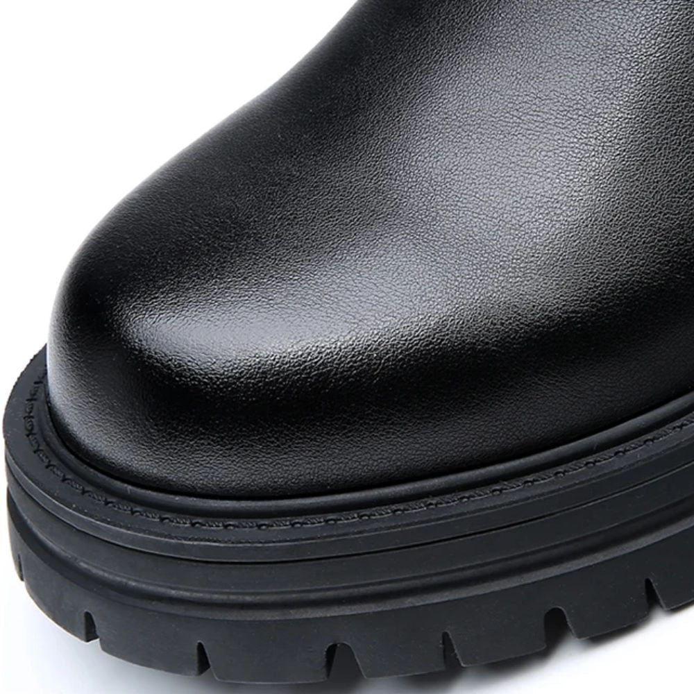 Men's Chunky Sole Leather Chelsea Boot with Platform - Veltic