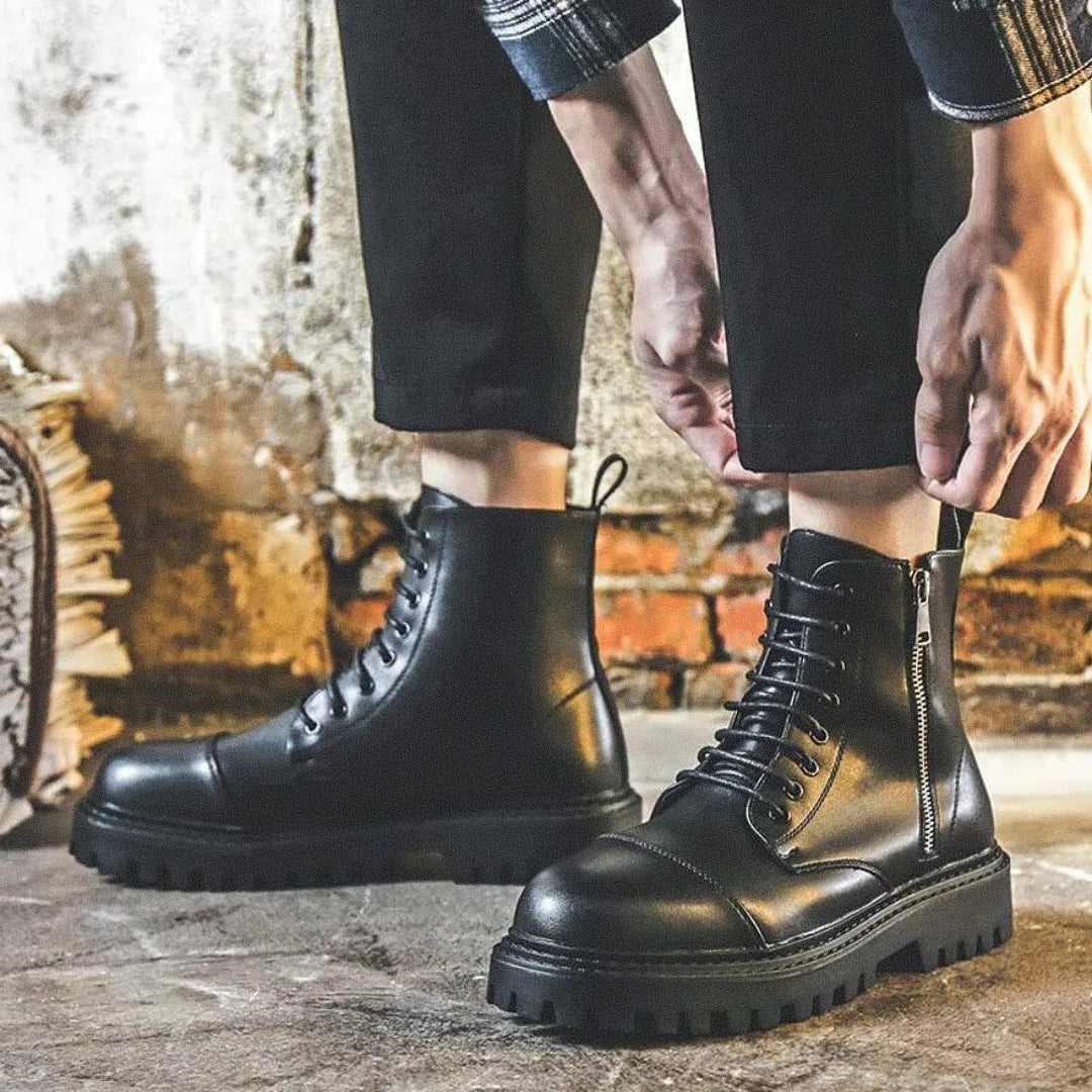 Men's British Tractor Leather Boot with Robust Sole - Veltic
