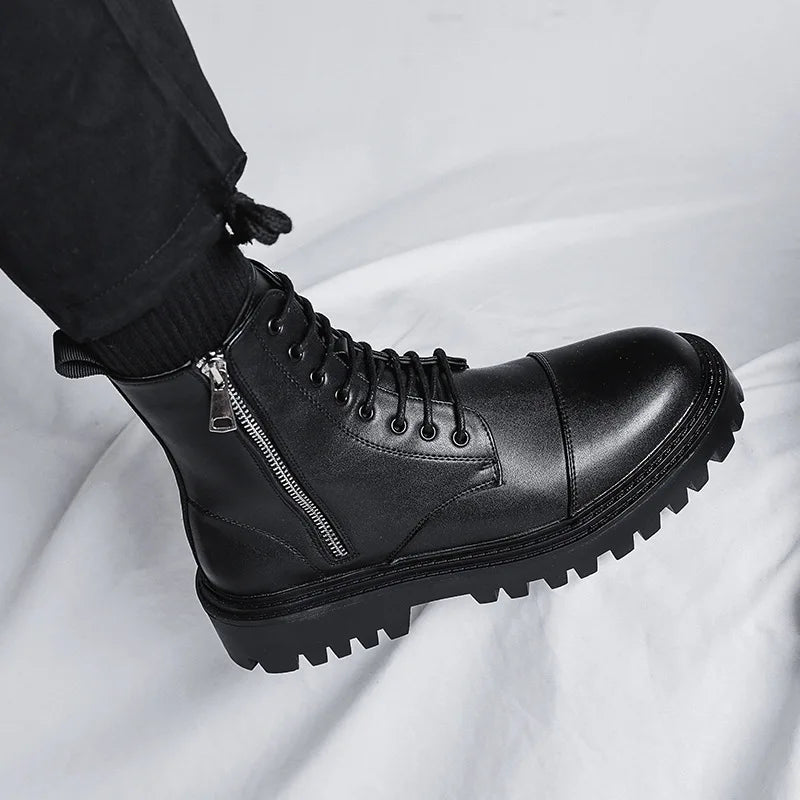 Men's British Tractor Leather Boot with Robust Sole - Veltic