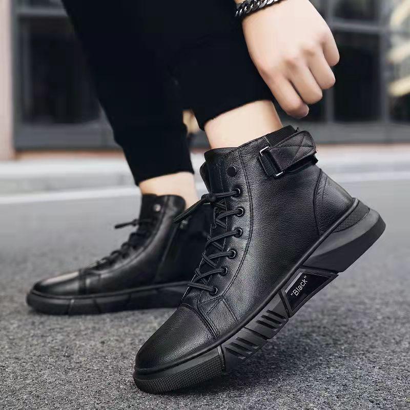 Men's Court Black Leather Boot - Veltic