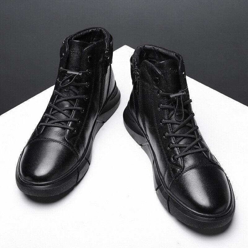 Men's Court Black Leather Boot - Veltic