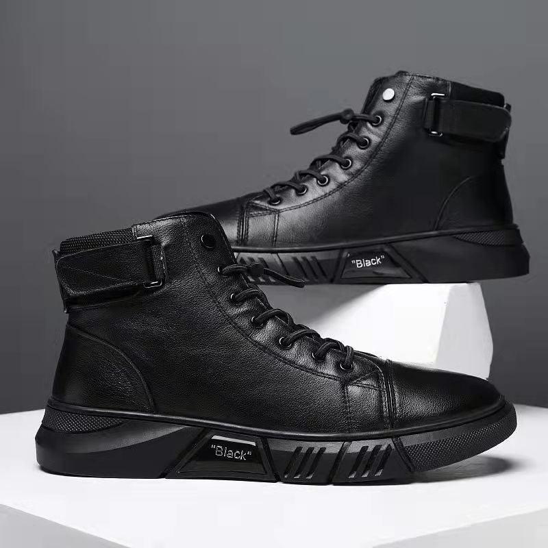 Men's Court Black Leather Boot - Veltic