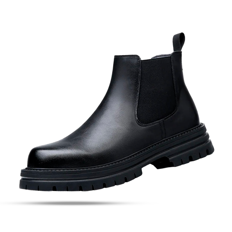 Men's Chunky Sole Leather Chelsea Boot with Platform - Veltic